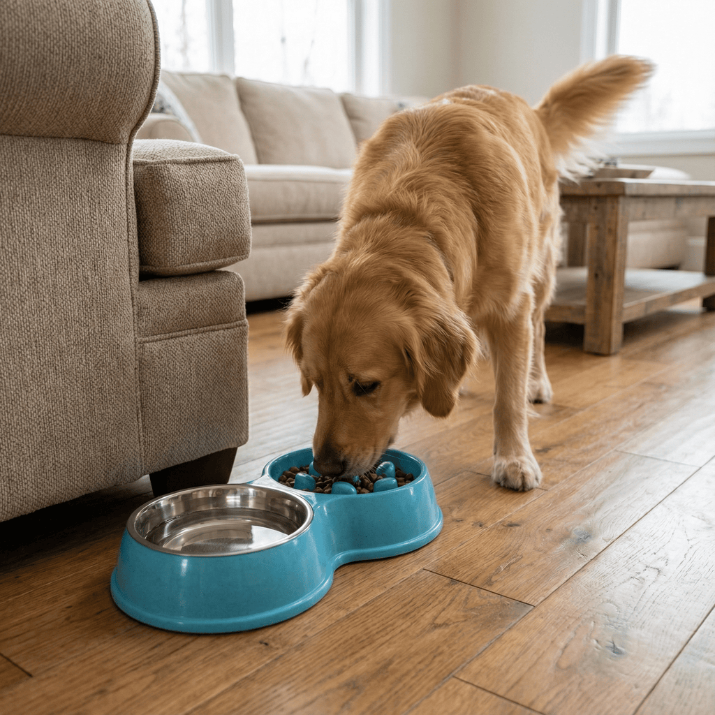 Double Slow Feeder Bowl-Pet Supplies-Fur & Bone-Blue-DREIBACH