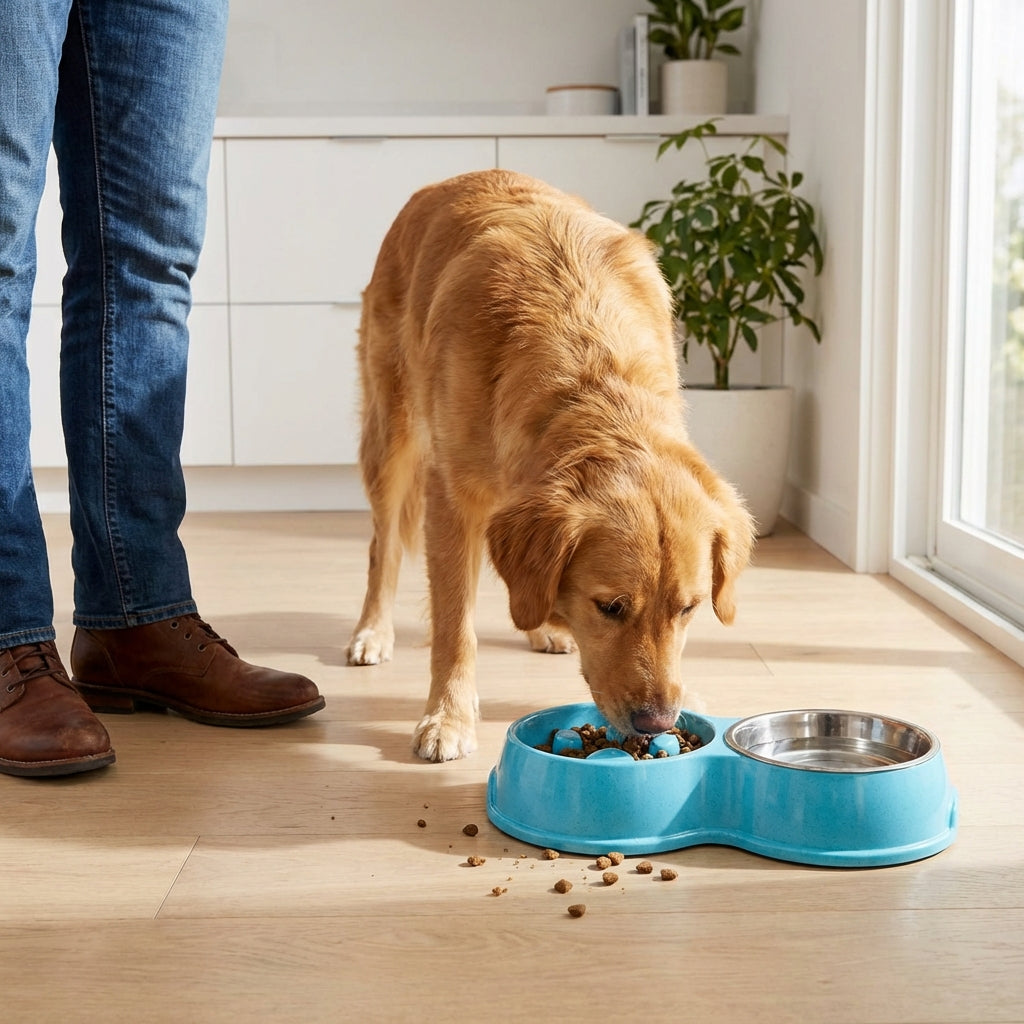 Double Slow Feeder Bowl-Pet Supplies-Fur & Bone-Blue-DREIBACH
