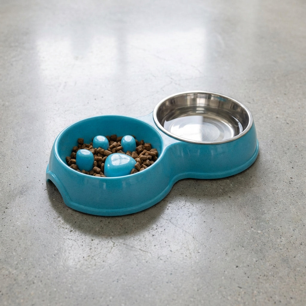 Double Slow Feeder Bowl-Pet Supplies-Fur & Bone-Blue-DREIBACH