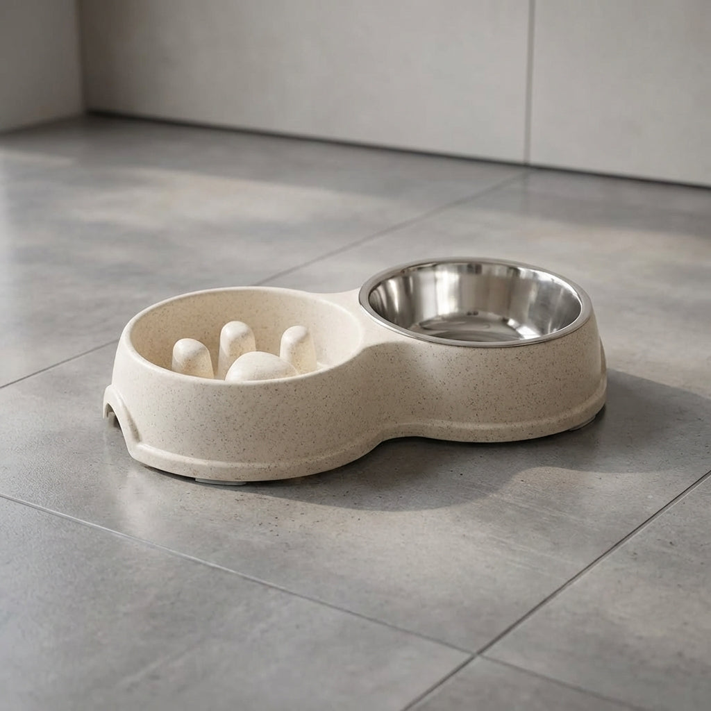 Double Slow Feeder Bowl-Pet Supplies-Fur & Bone-Cool White-DREIBACH