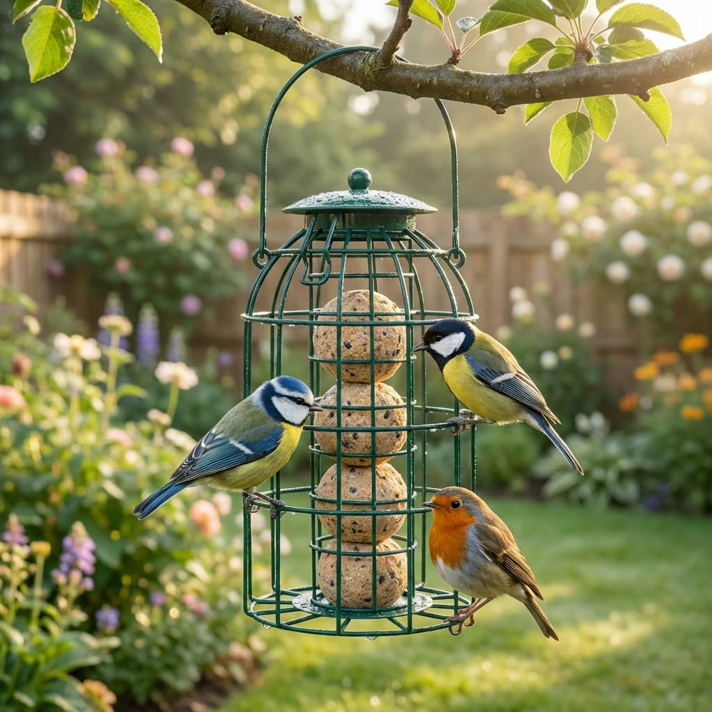 Secure Wild Bird Fat Ball Feeder