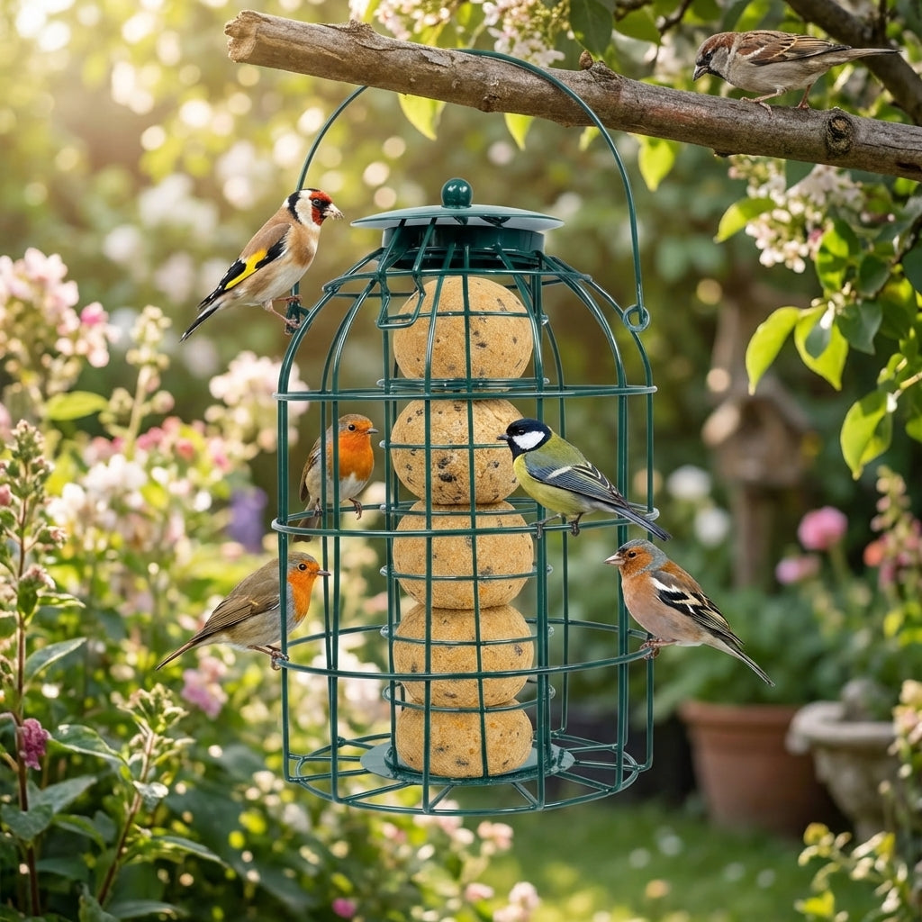 Secure Wild Bird Fat Ball Feeder