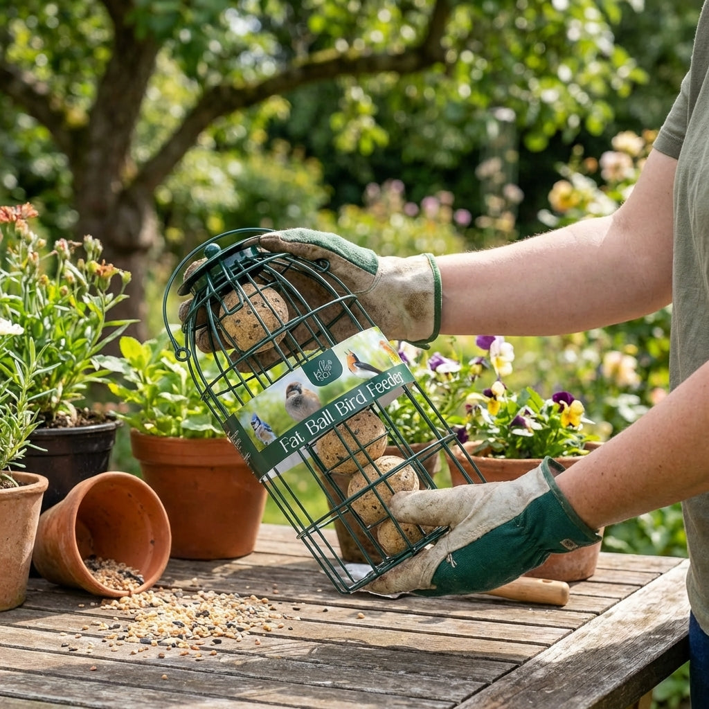 Secure Wild Bird Fat Ball Feeder