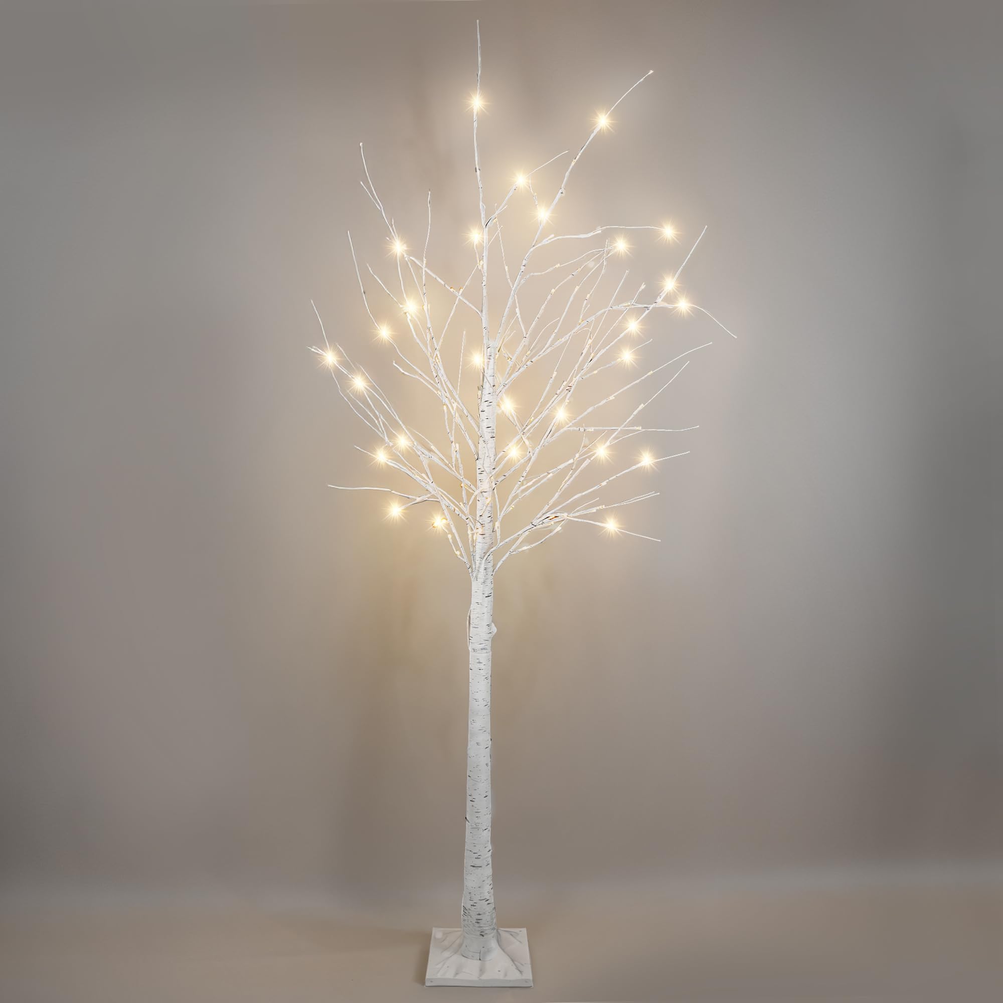 6ft Pre-Lit White Birch Tree