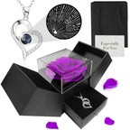 Eternal Rose & Necklace Gift Set-Clothing & Accessories-TANNESS-Purple/Black-DREIBACH