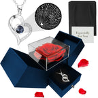 Eternal Rose & Necklace Gift Set-Clothing & Accessories-TANNESS-Red/Navy-DREIBACH