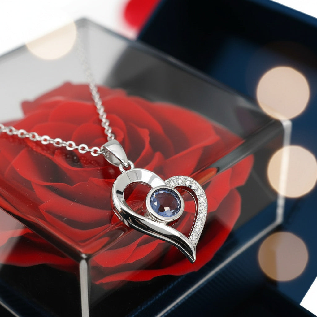 Eternal Rose & Necklace Gift Set-Clothing & Accessories-TANNESS-Red/Red-DREIBACH