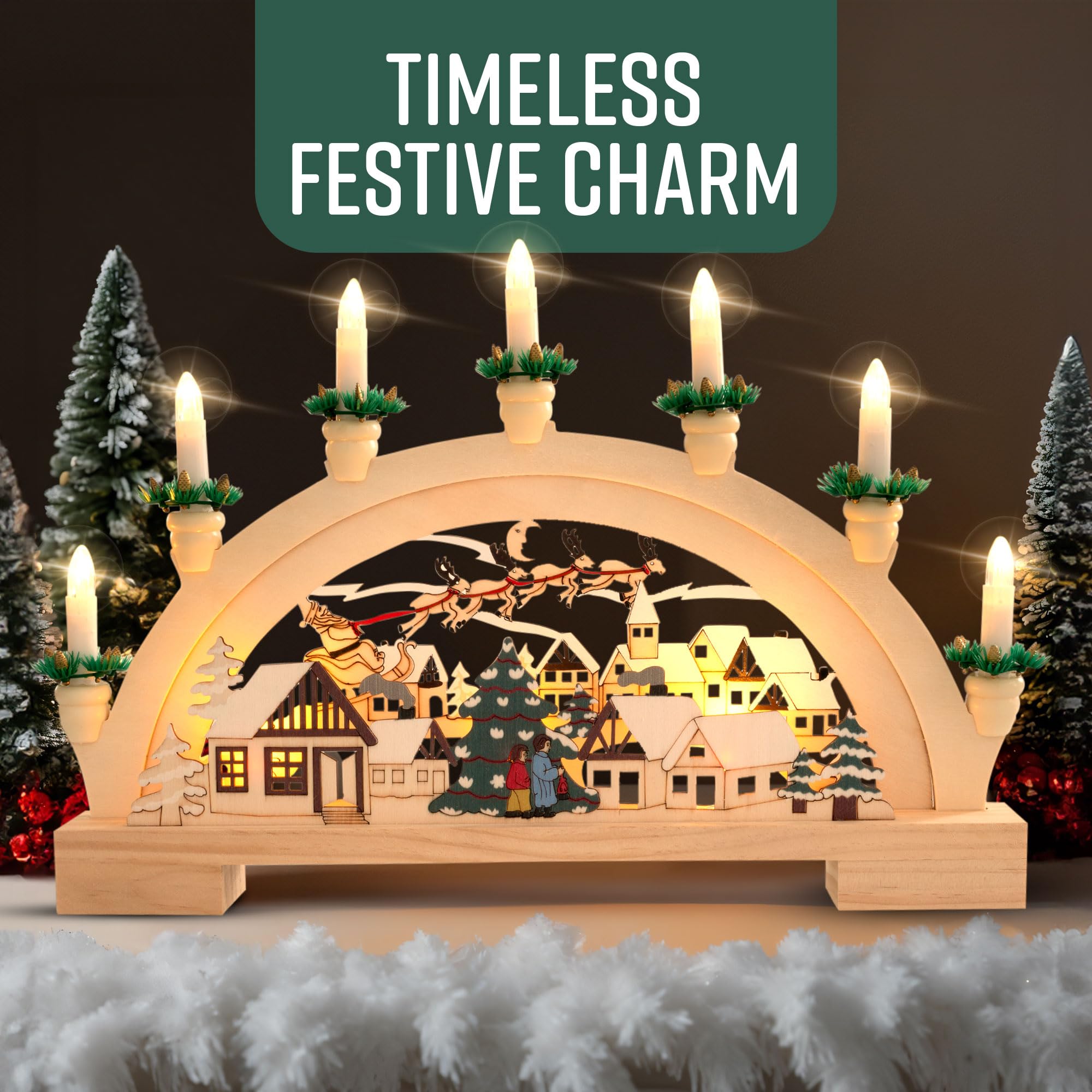 Wooden Christmas Candle Holder