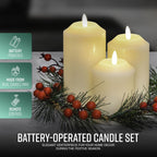 Flameless LED Candle Set with Wreath