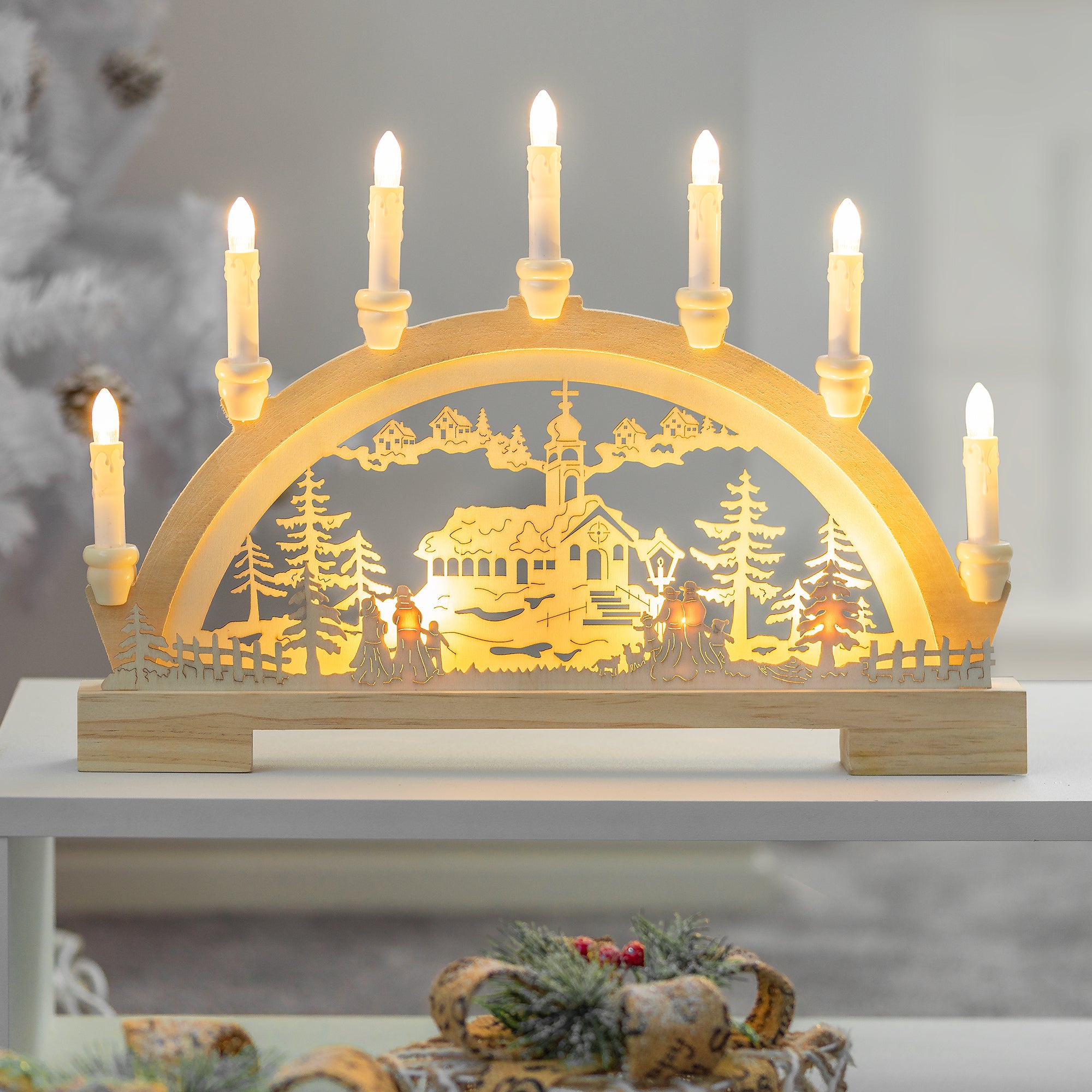 Flameless Candle Village-Christmas Decor-GloBrite-DREIBACH