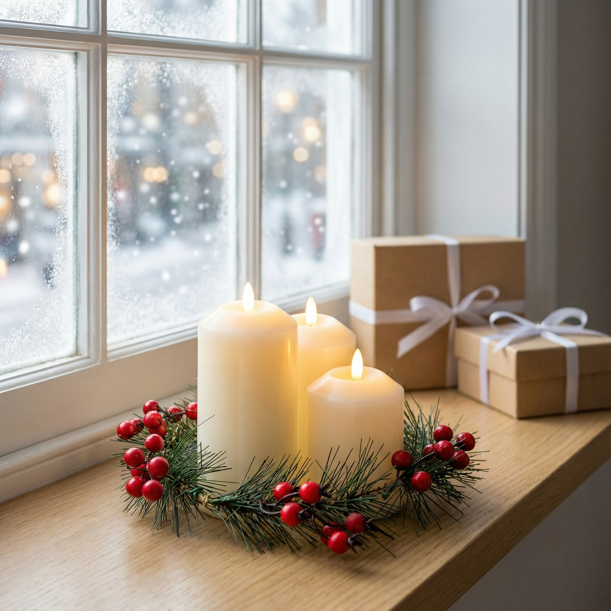 Flameless Candle Wreath-Christmas Decor-GloBrite-DREIBACH