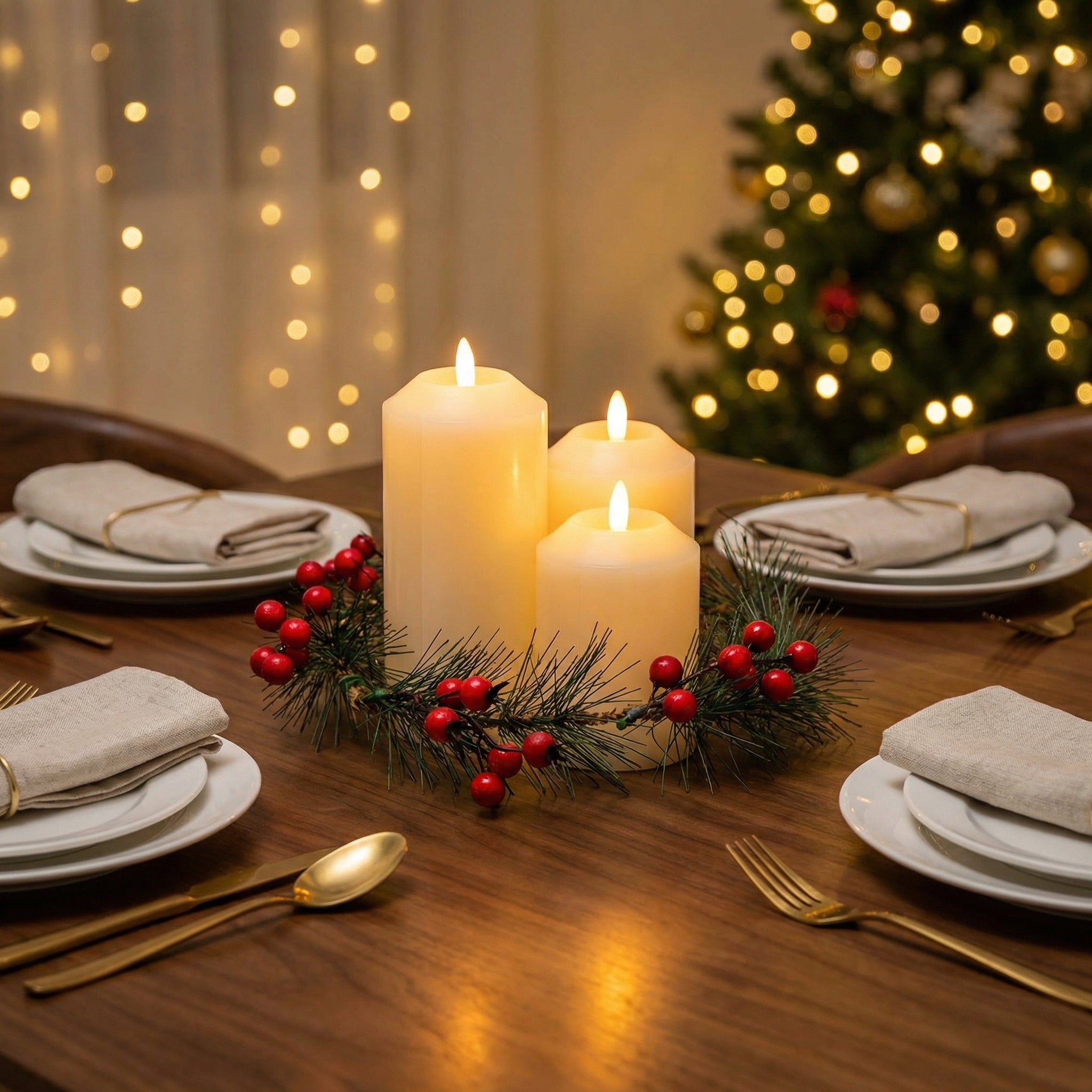 Flameless Candle Wreath-Christmas Decor-GloBrite-DREIBACH