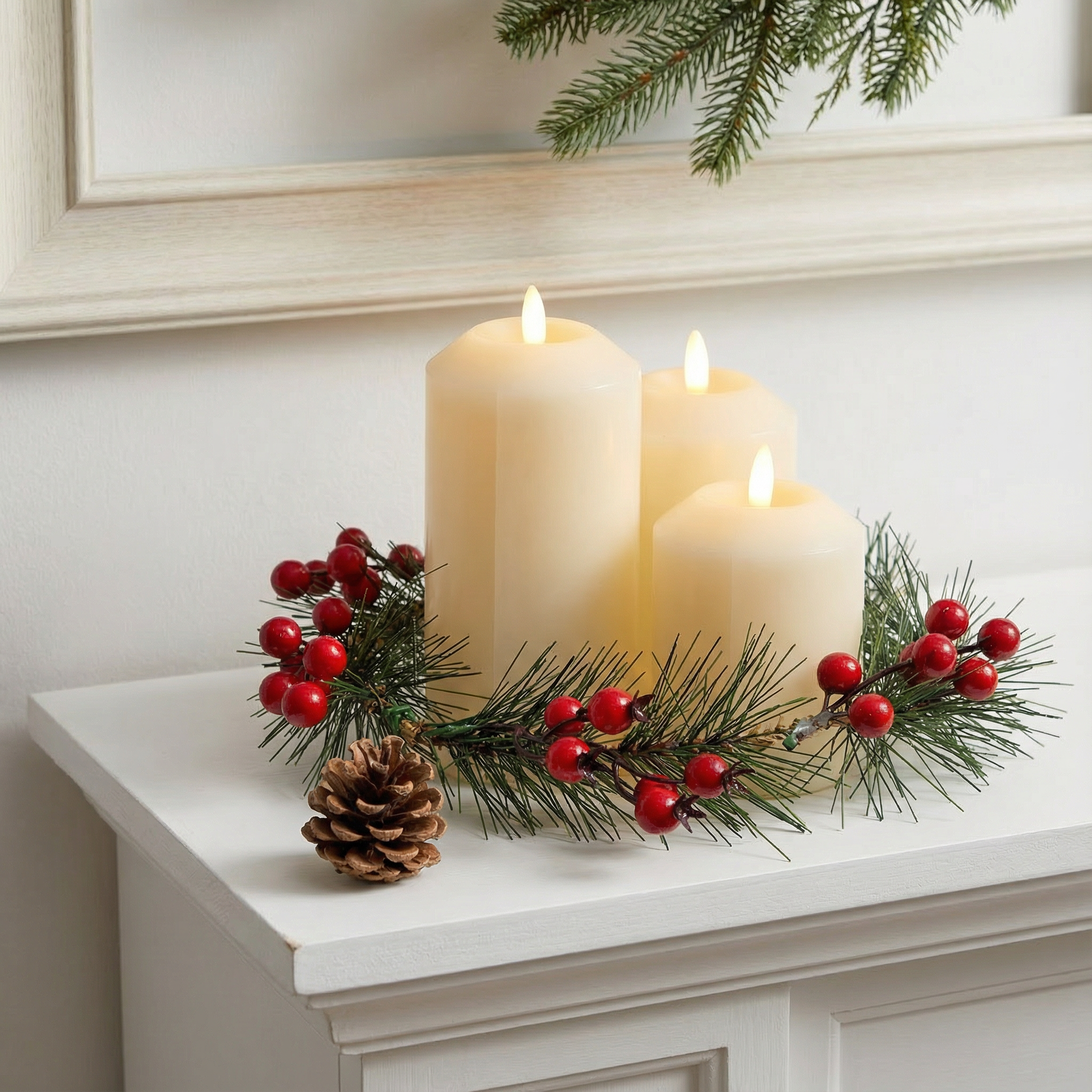 Flameless Candle Wreath-Christmas Decor-GloBrite-DREIBACH