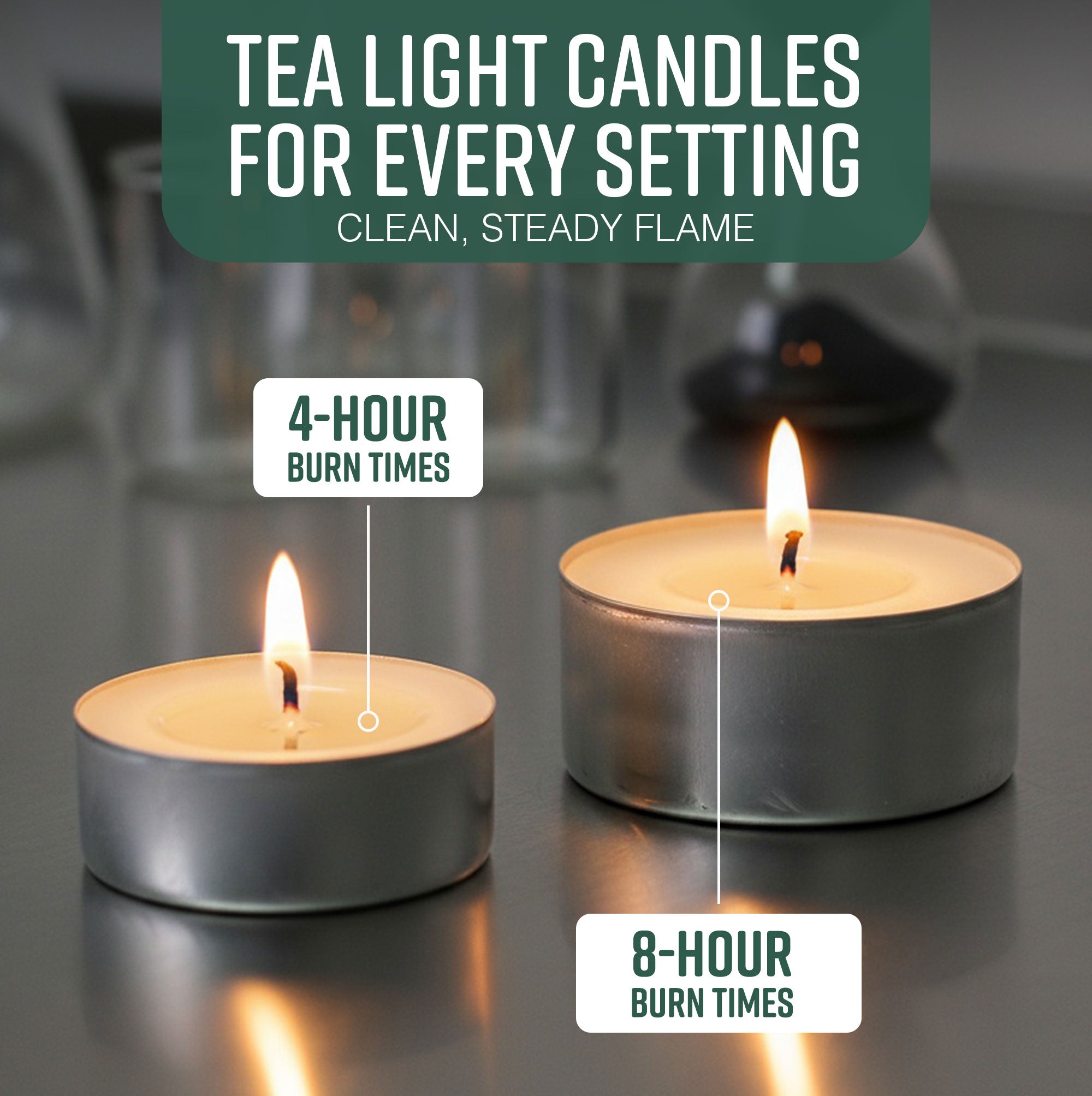 GloBrite Unscented Tea Lights-GloBrite-4 hours - 50 pack-DREIBACH