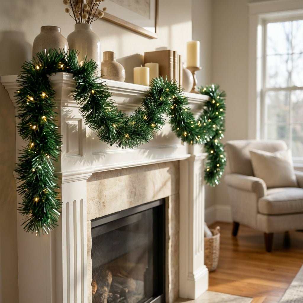 Green Christmas Tinsel Garland-Christmas Decor-Pelle & Sol-DREIBACH