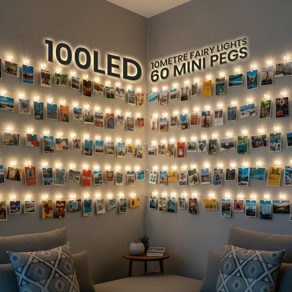 Hanging String Lights with Photo Clips-Home & Living-GloBrite-100 LED-DREIBACH