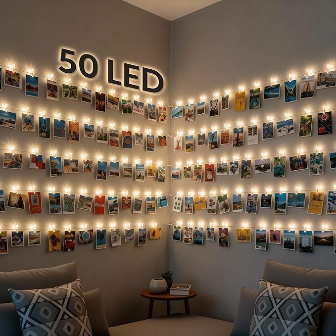 Hanging String Lights with Photo Clips-Home & Living-GloBrite-50 LED-DREIBACH