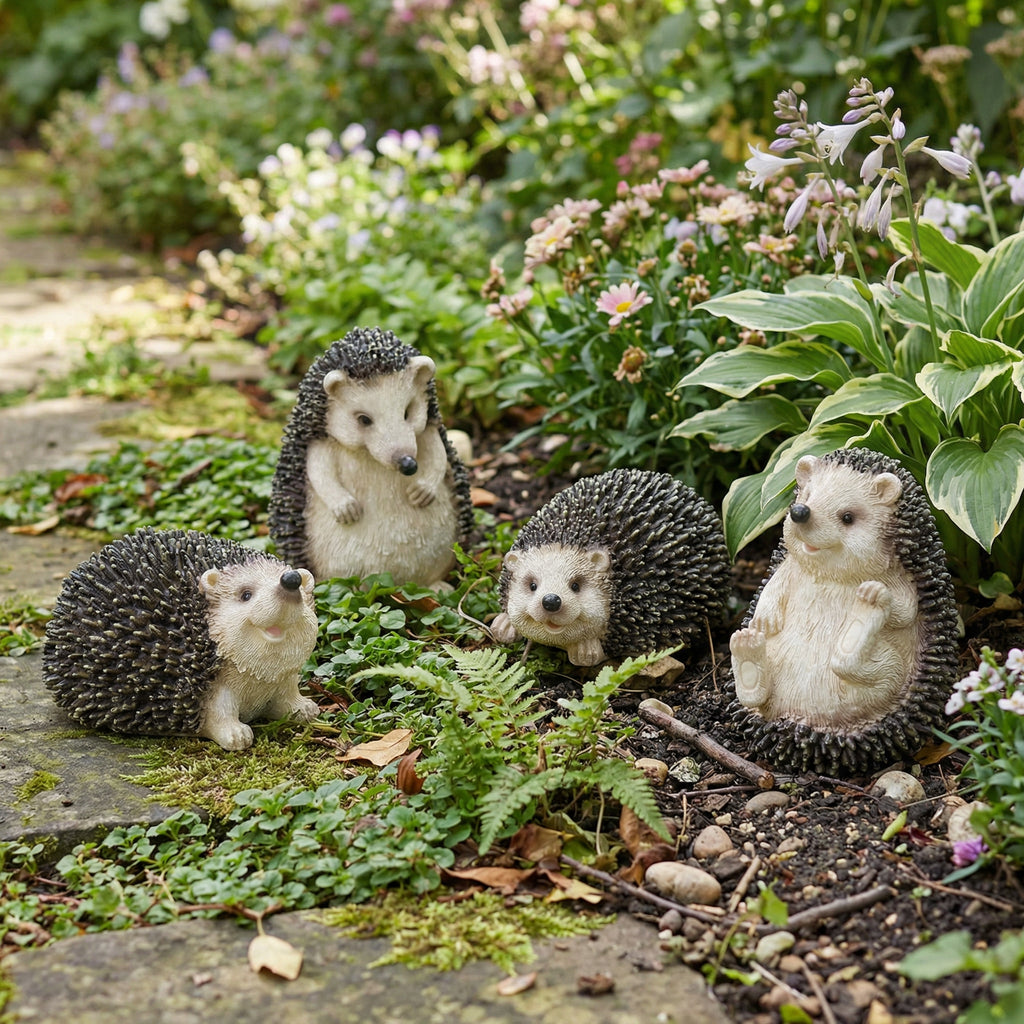 Hedgehog Ornaments (4-Pack)-Garden & Outdoor-Pelle & Sol-DREIBACH