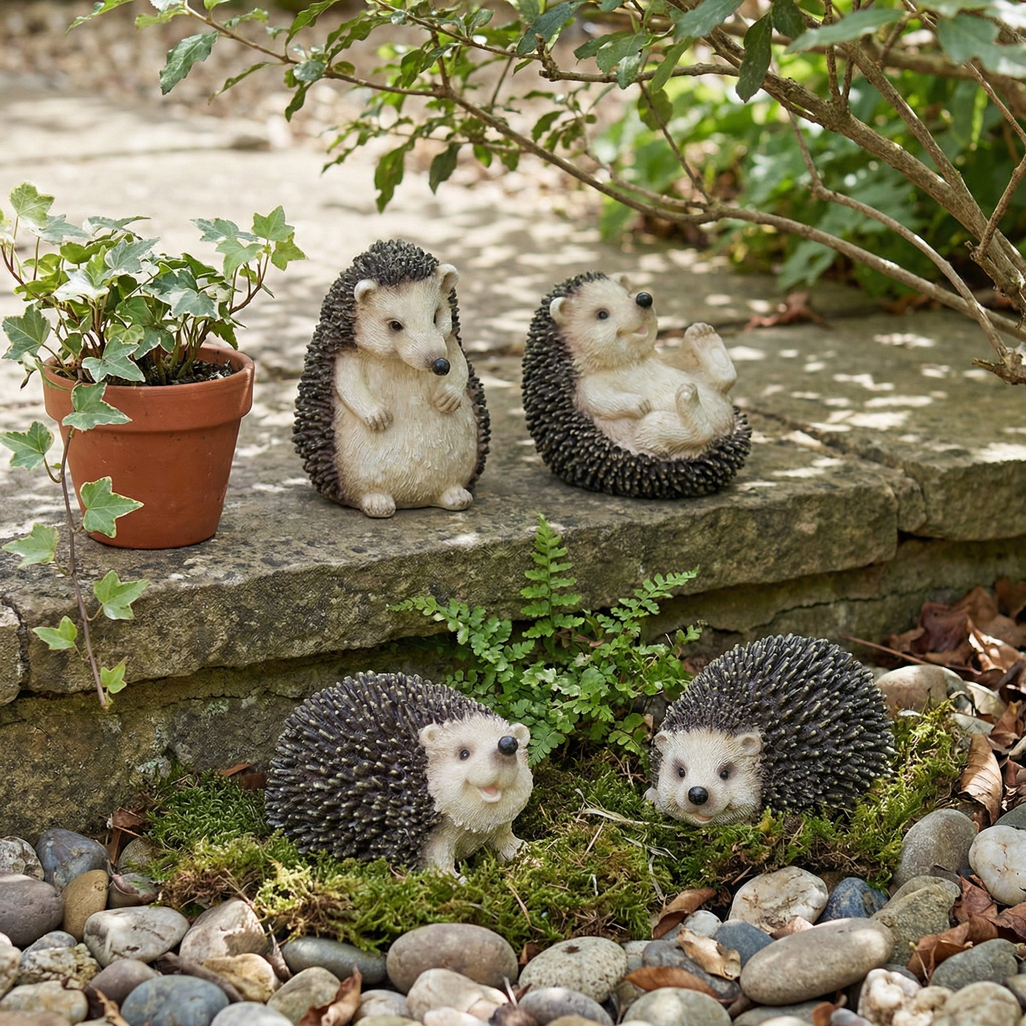 Hedgehog Ornaments (4-Pack)-Garden & Outdoor-Pelle & Sol-DREIBACH