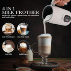 LaDonna Electric Milk Frother & Steamer, 4-in-1 Coffee Frother & Hot Chocolate Machine - Milk Heater, Foamer & Warmer - Cold Foam & Hot Milk for Lattes, Cappuccinos, Hot Chocolate, Iced Coffee-La Donna-Black-DREIBACH