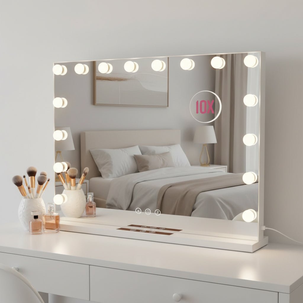 Large Hollywood Vanity Mirror-Home & Living-GloBrite-15x LED - Black-DREIBACH