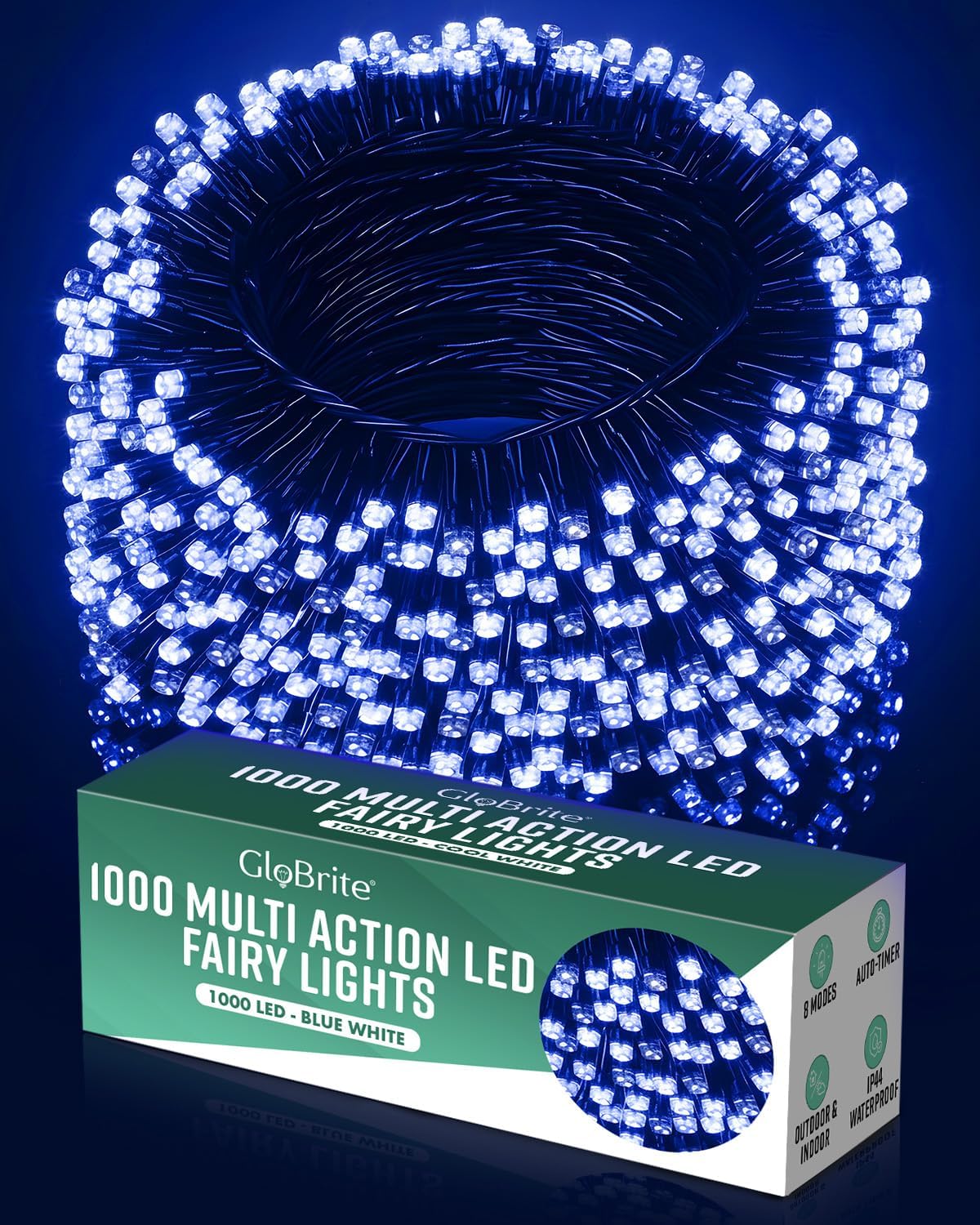 LED Fairy Lights-Christmas Decor-GloBrite-Blue/White-100 LED-DREIBACH