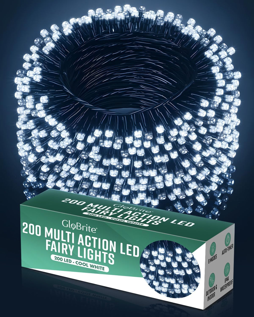 LED Fairy Lights-Christmas Decor-GloBrite-Cool White-200 LED-DREIBACH