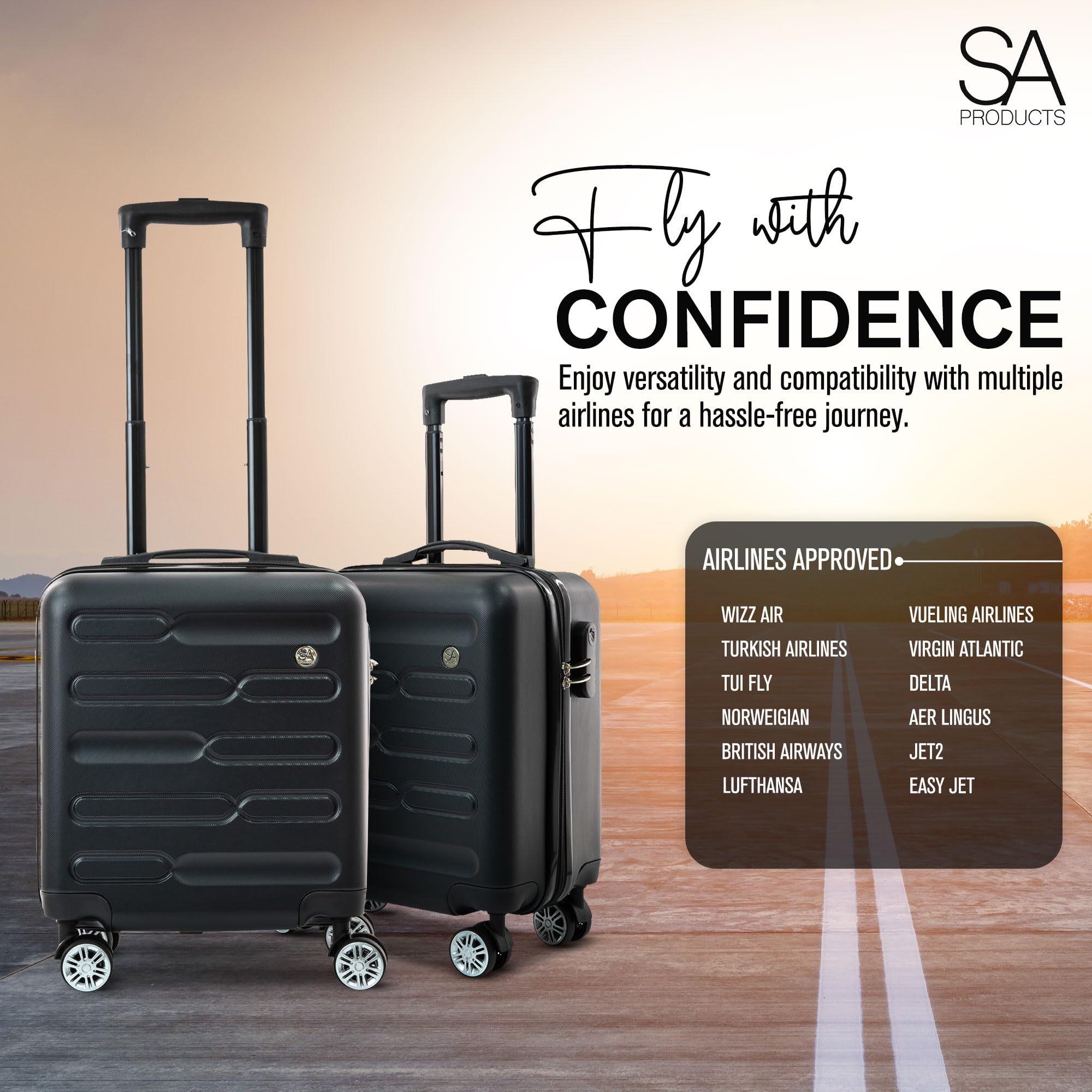 Lightweight Carry On Cabin Luggage-Travel & Luggage-SA Products-Black-45CM-DREIBACH