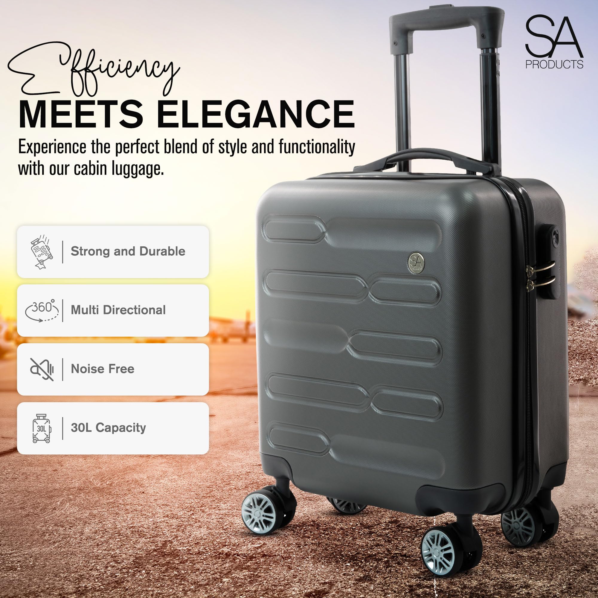 Lightweight Carry On Cabin Luggage-Travel & Luggage-SA Products-Black-45CM-DREIBACH