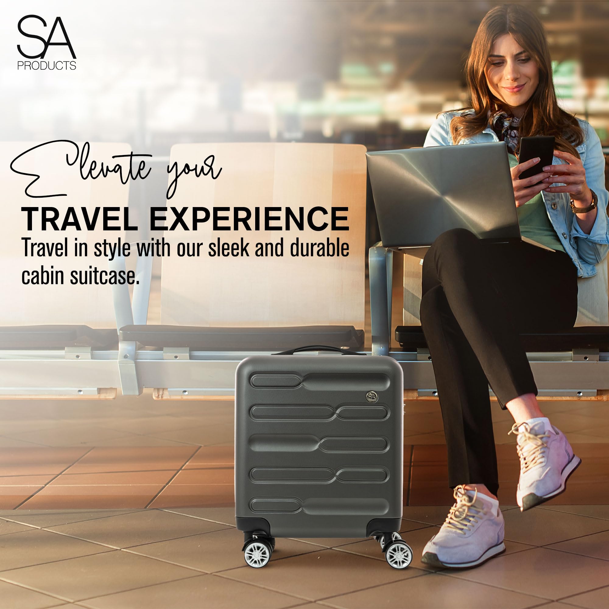 Lightweight Carry On Cabin Luggage-Travel & Luggage-SA Products-Black-45CM-DREIBACH