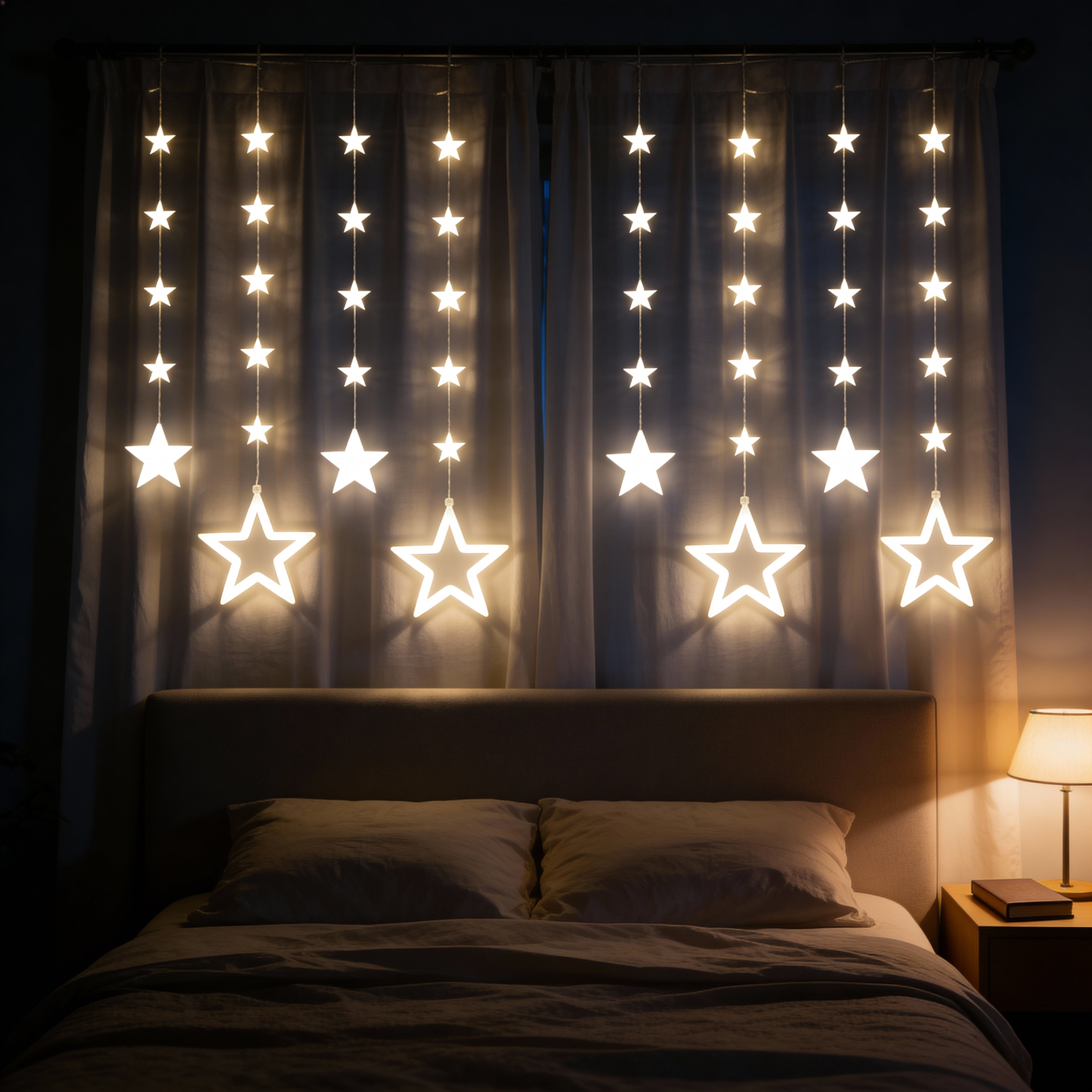 Magical Star Curtain Christmas Lights-Christmas Decor-GloBrite-Warm White-DREIBACH