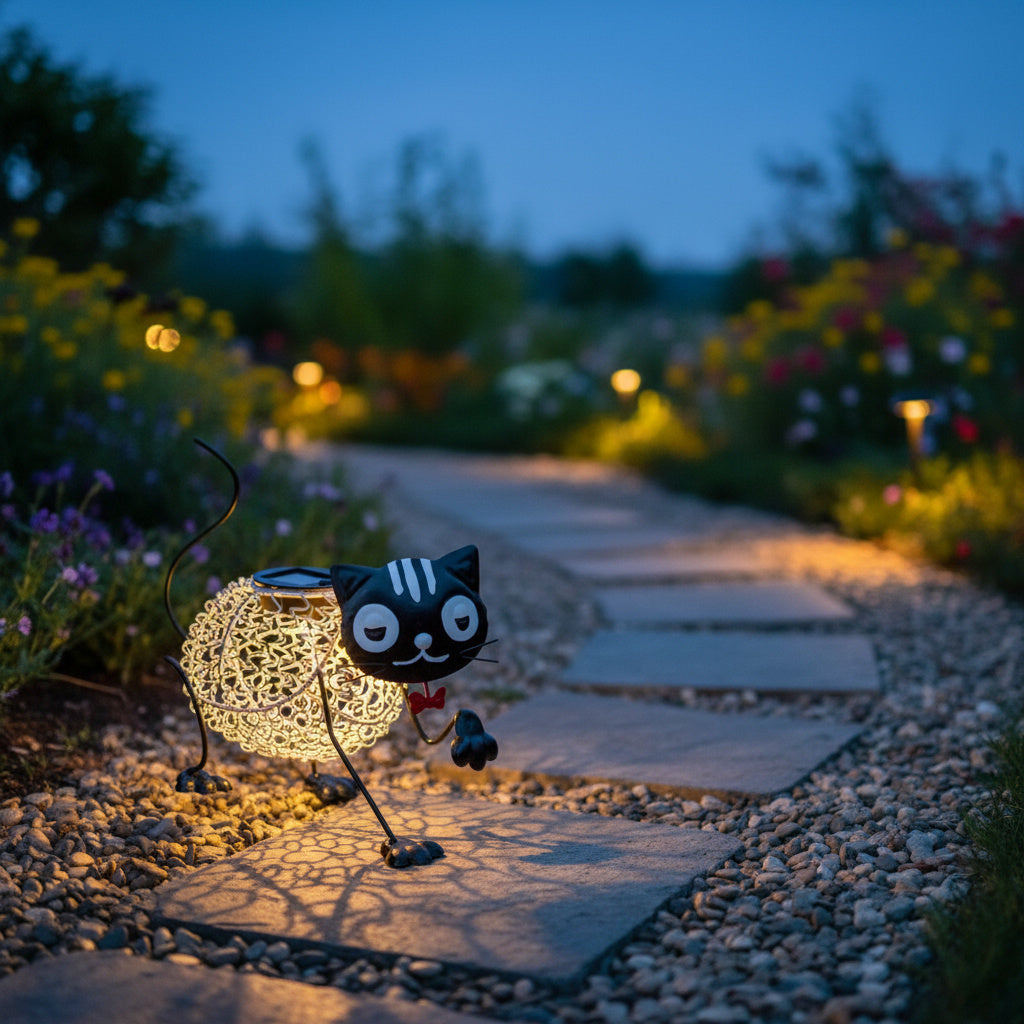 Metal Cat Solar Light