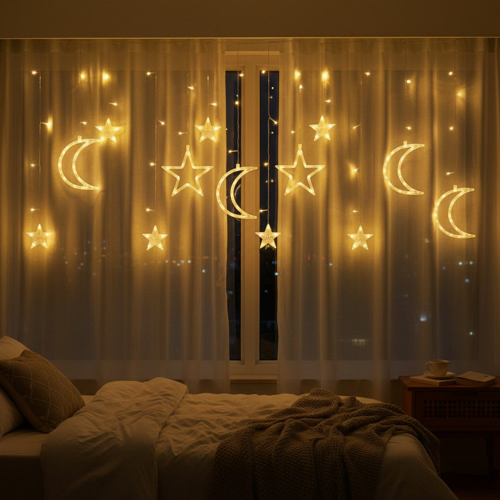Moon & Stars Curtain Lights-Home & Living-GloBrite-DREIBACH