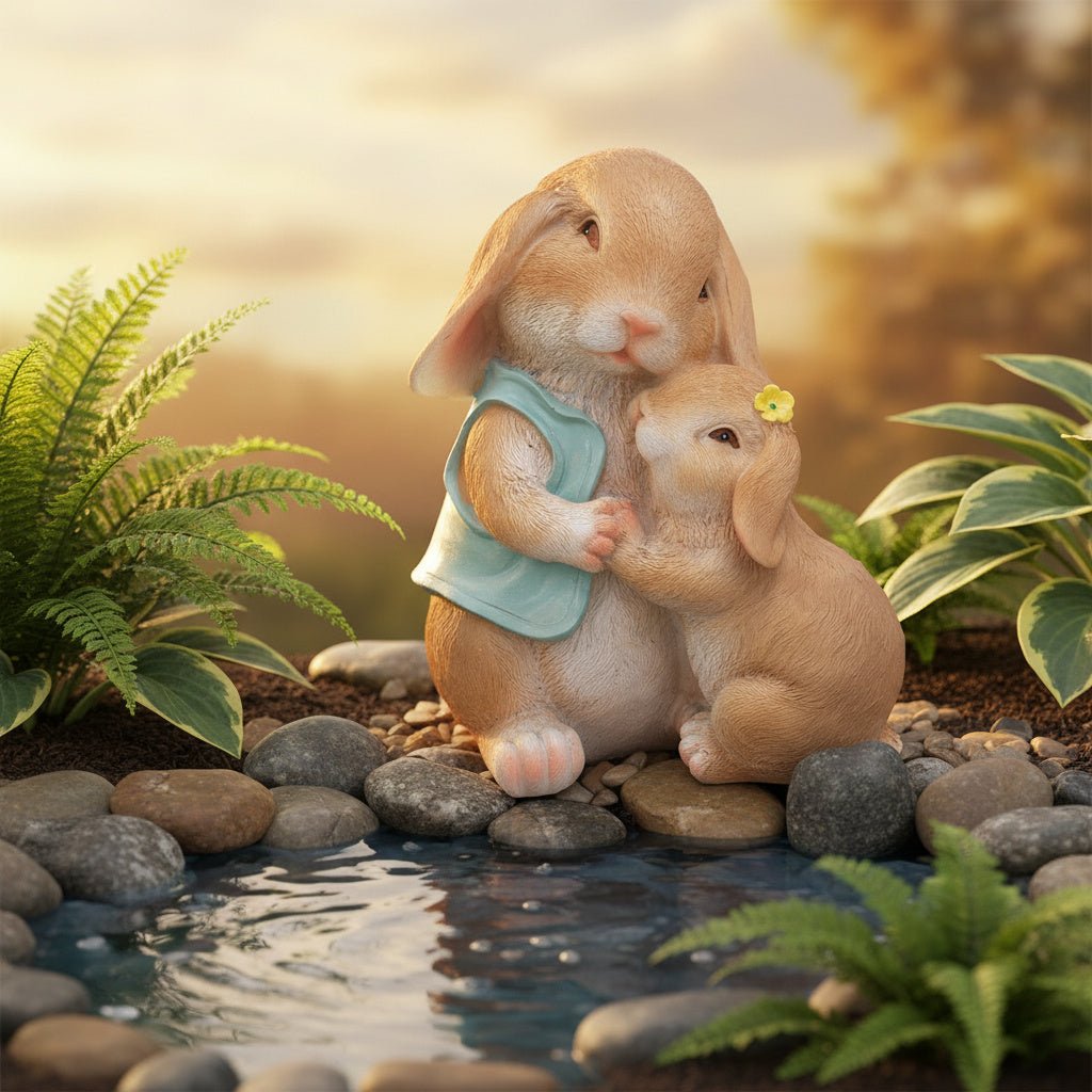 Mother & Child Rabbit Garden Ornament-Garden & Outdoor-Pelle & Sol-DREIBACH