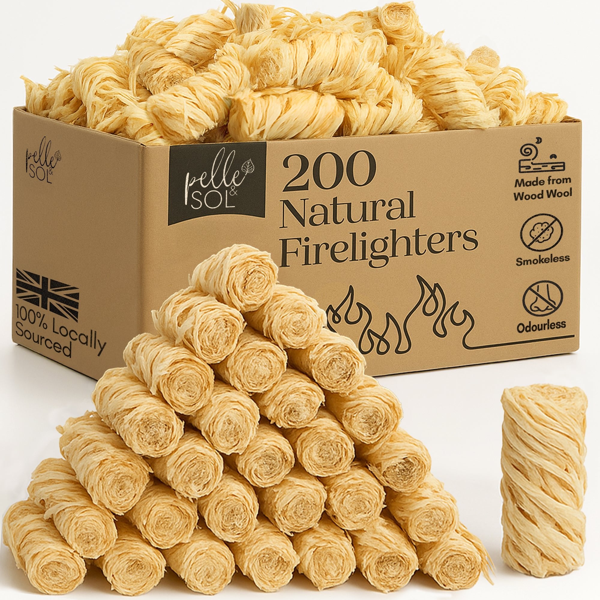 Natural Wood Wool Firelighters-Garden & Outdoor-Pelle & Sol-200-DREIBACH