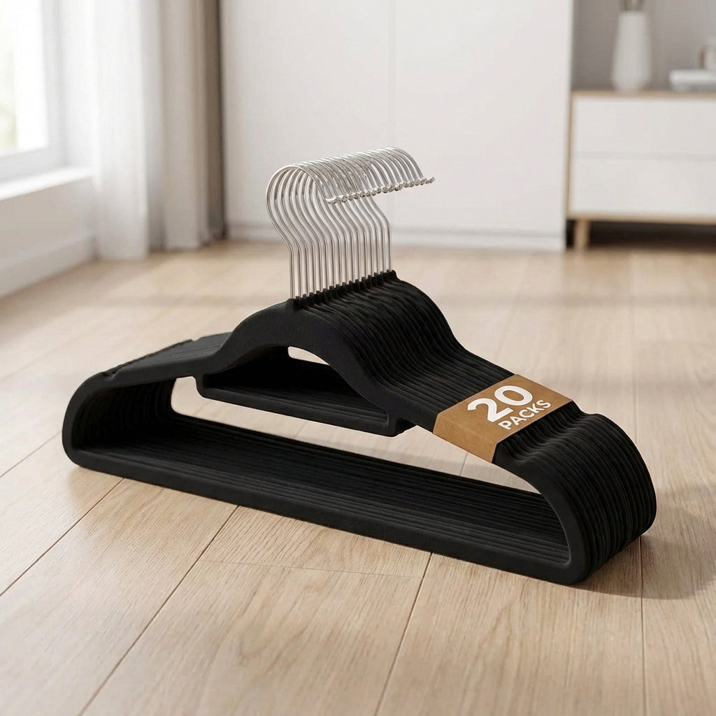 Non-Slip Velvet Hangers-Home & Living-Sasha Morel-Black-20 Pack-DREIBACH