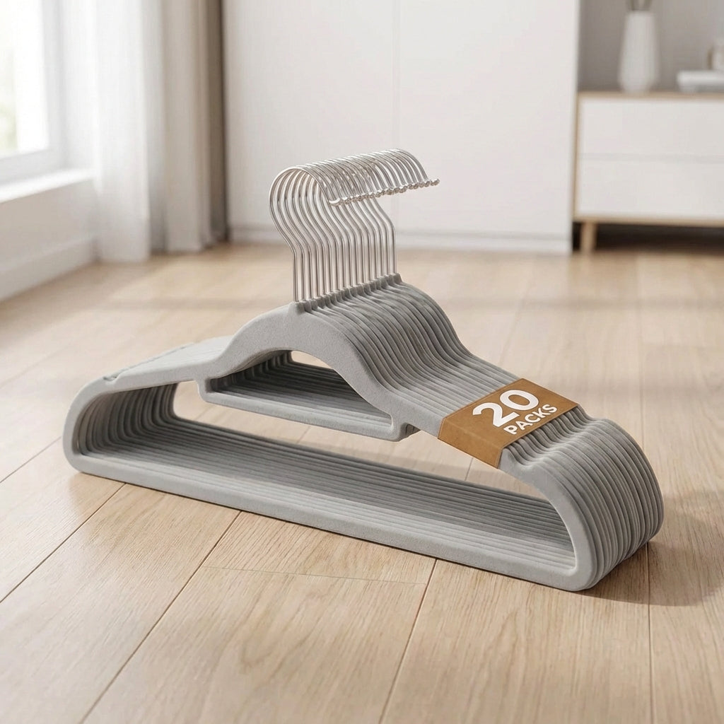 Non-Slip Velvet Hangers-Home & Living-Sasha Morel-Grey-20 Pack-DREIBACH