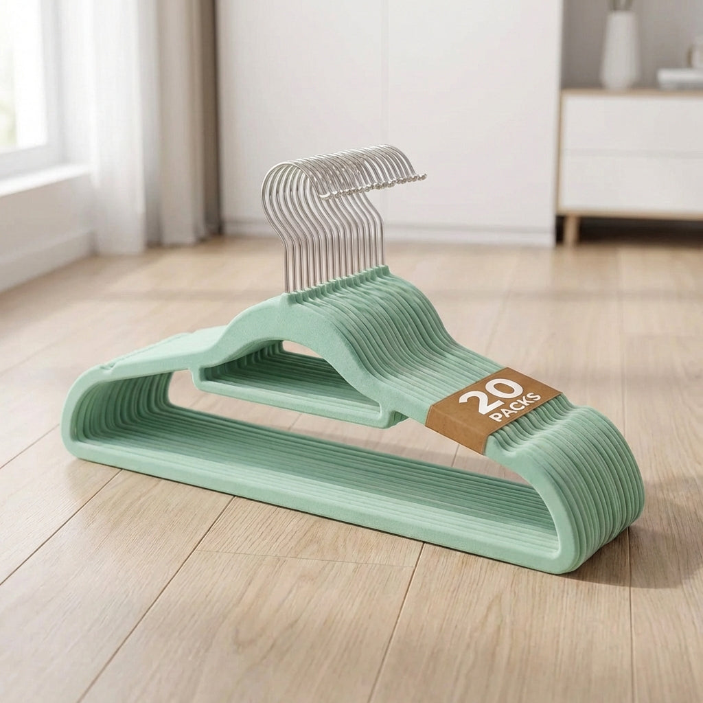 Non-Slip Velvet Hangers-Home & Living-Sasha Morel-Mint Green-20 Pack-DREIBACH
