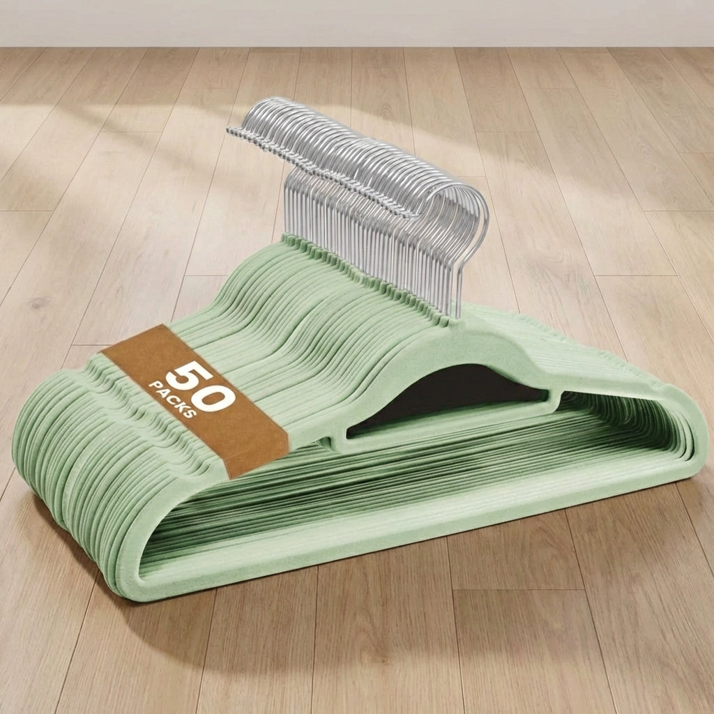 Non-Slip Velvet Hangers-Home & Living-Sasha Morel-Mint Green-50 Pack-DREIBACH