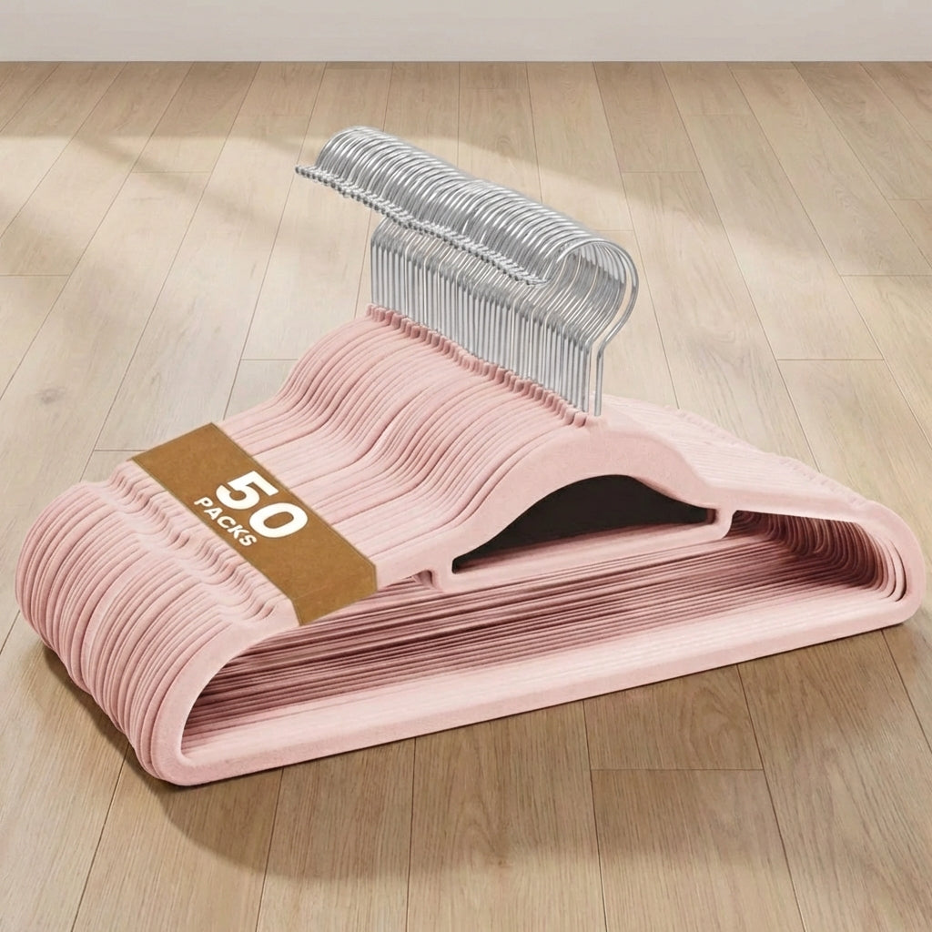 Non-Slip Velvet Hangers-Home & Living-Sasha Morel-Pink-50 Pack-DREIBACH