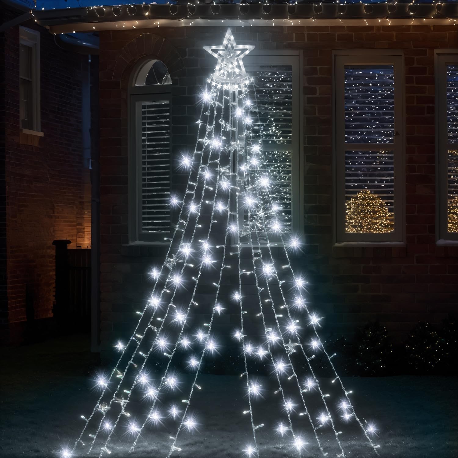 Outdoor Waterfall LED Curtain Lights-Christmas Decor-GloBrite-Warm White-DREIBACH