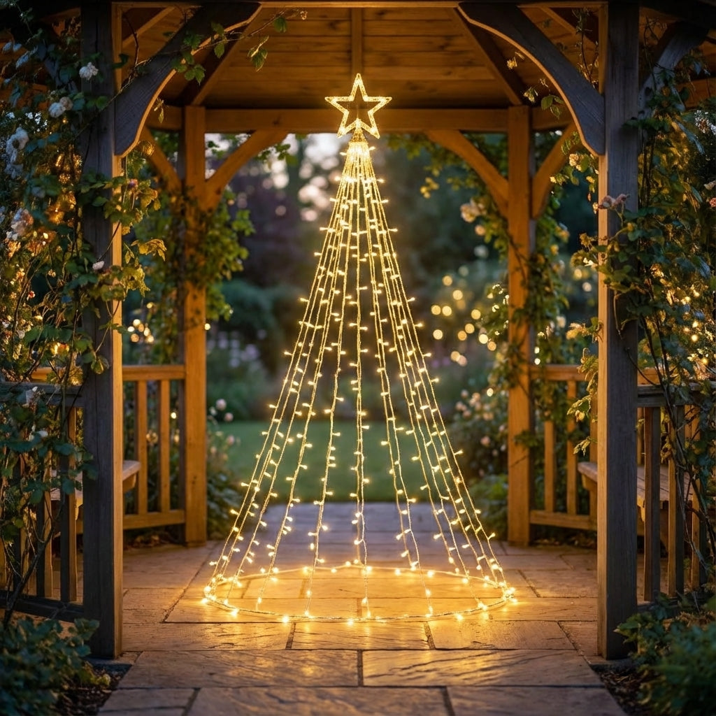 Outdoor Waterfall LED Curtain Lights-Christmas Decor-GloBrite-Warm White-DREIBACH