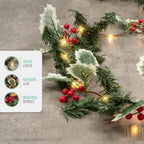 Pre-Lit Berry Christmas Garland-Christmas Decor-GloBrite-DREIBACH