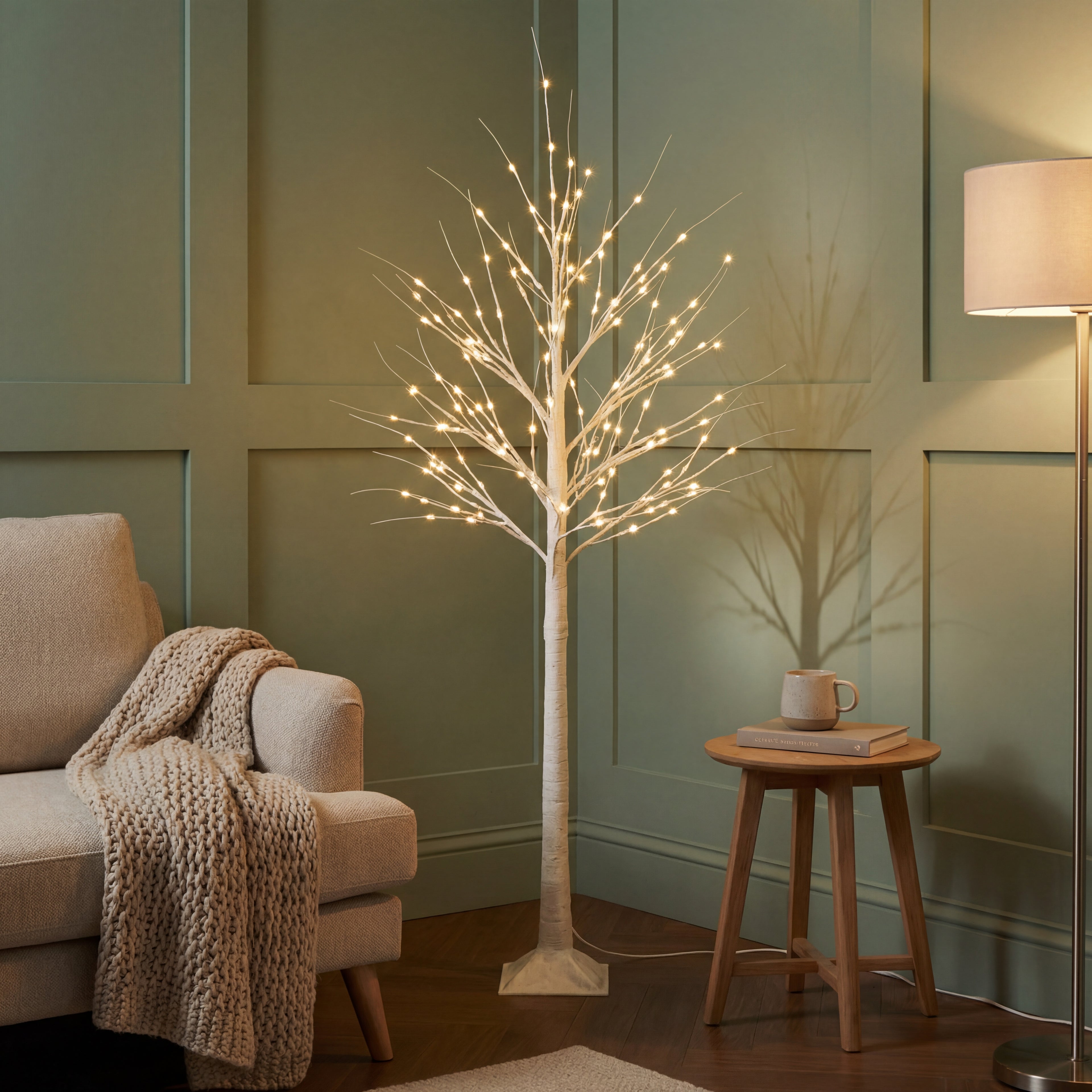 Pre-Lit White Birch Tree-Christmas Decor-GloBrite-4ft-DREIBACH