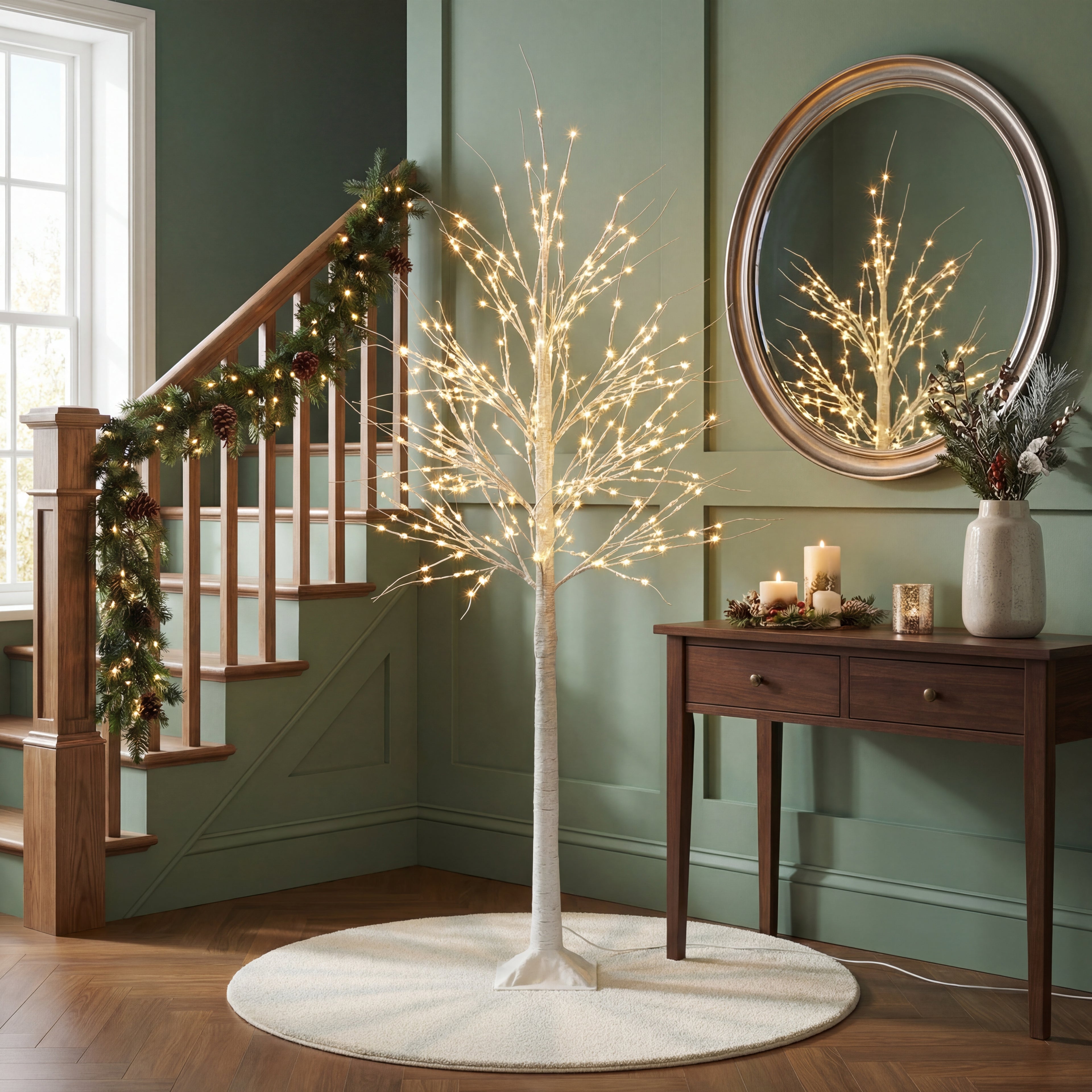 Pre-Lit White Birch Tree-Christmas Decor-GloBrite-4ft-DREIBACH