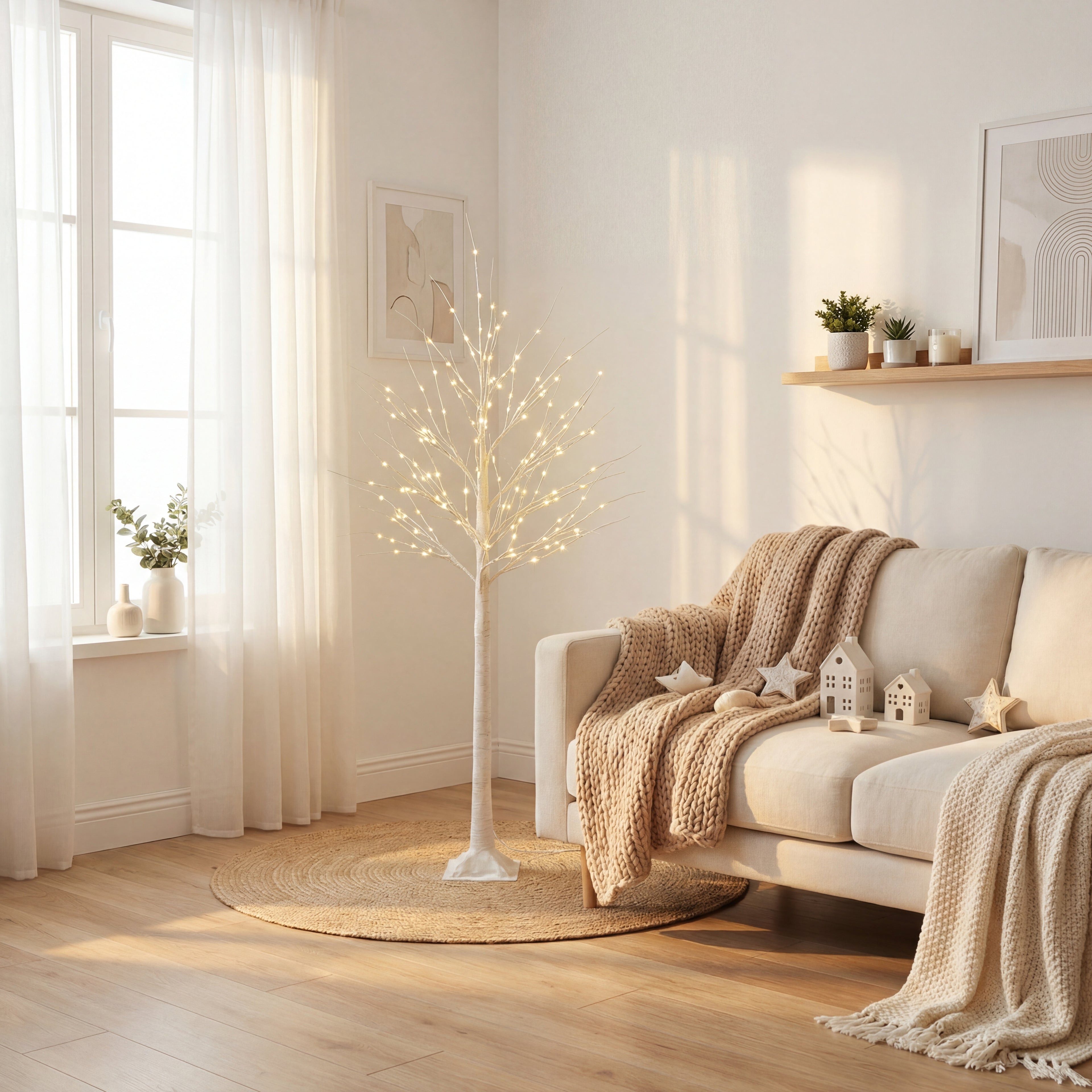 Pre-Lit White Birch Tree-Christmas Decor-GloBrite-4ft-DREIBACH