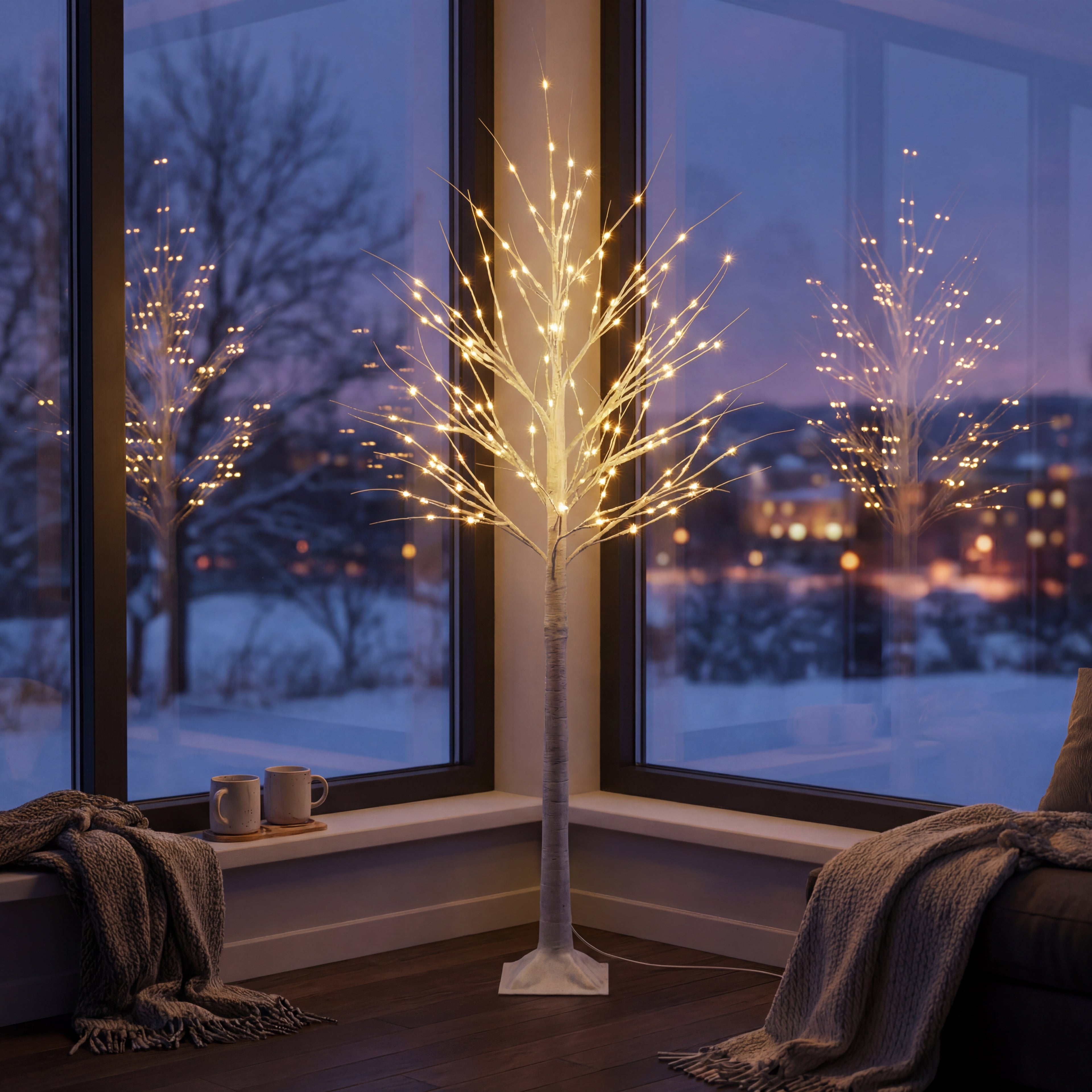 Pre-Lit White Birch Tree-Christmas Decor-GloBrite-4ft-DREIBACH