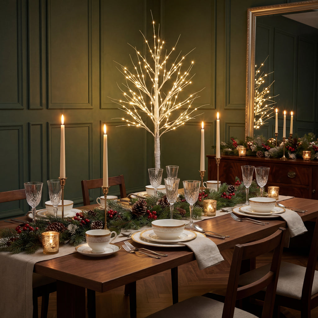 Pre-Lit White Birch Tree-Christmas Decor-GloBrite-4ft-DREIBACH