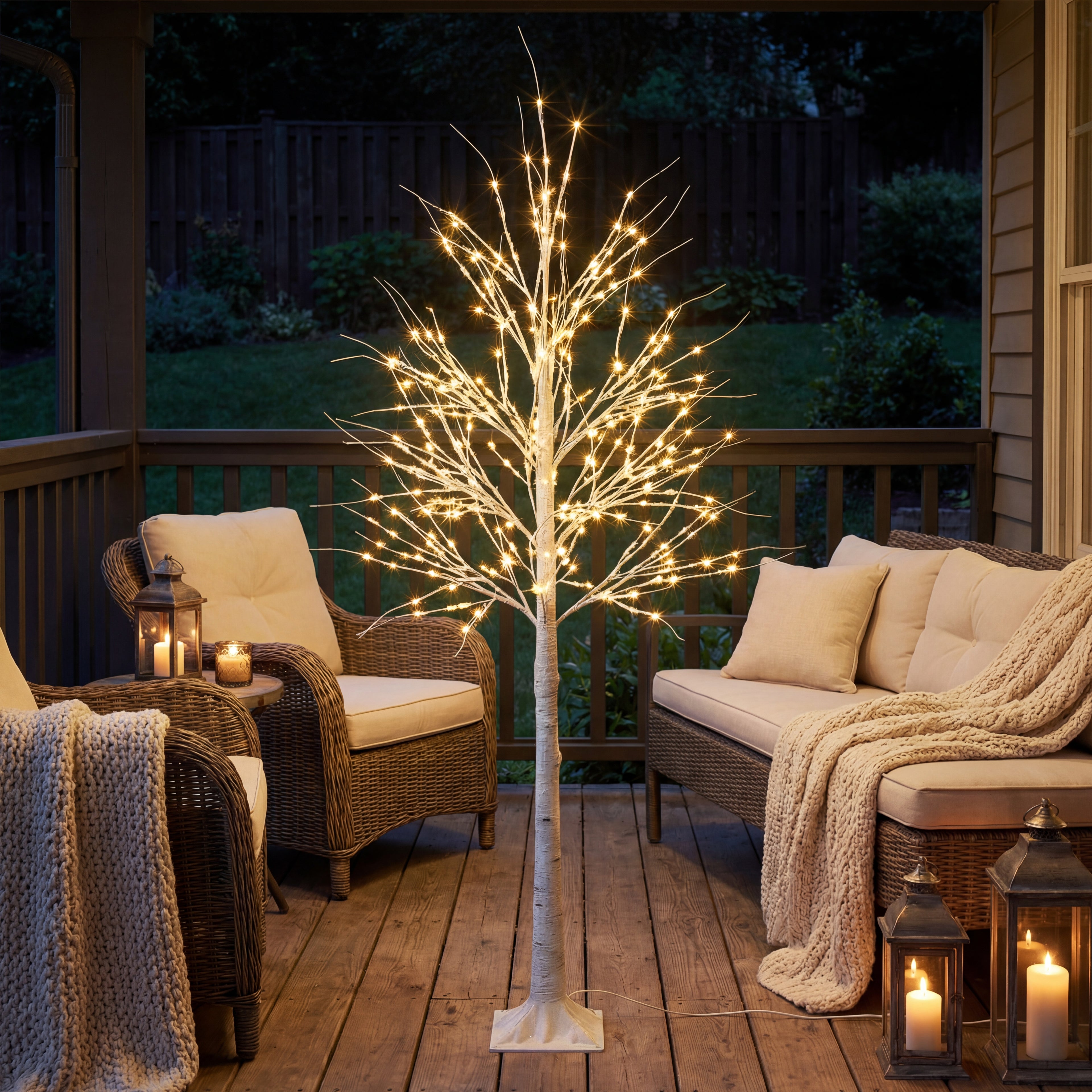 Pre-Lit White Birch Tree-Christmas Decor-GloBrite-4ft-DREIBACH