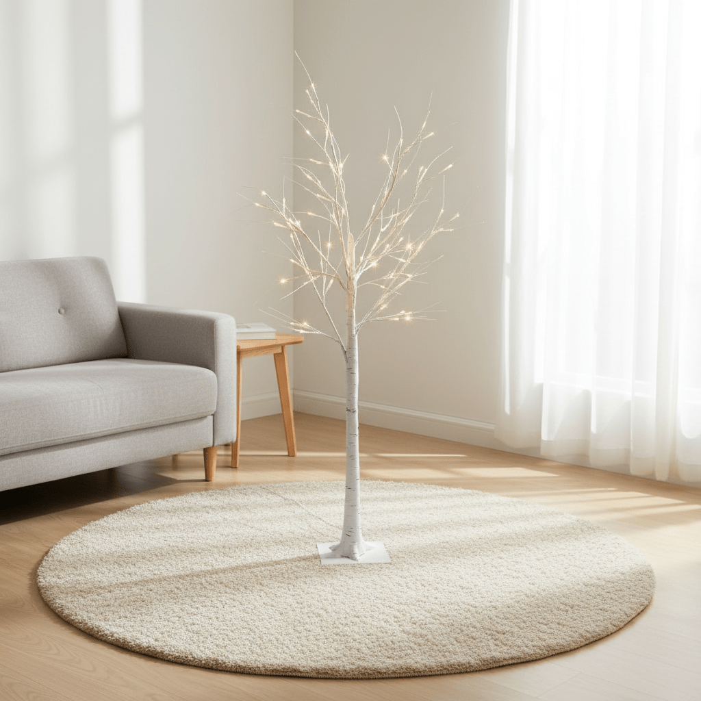 Pre-Lit White Birch Twig Tree-Christmas Decor-GloBrite-4ft-DREIBACH